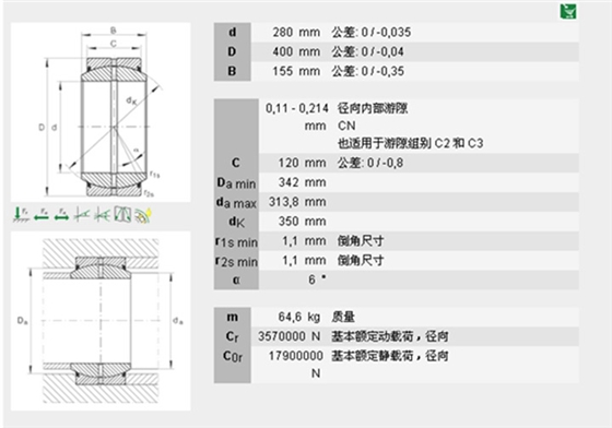 關(guān)節(jié)軸承GE280-DO-2RS-A型號(hào)描述