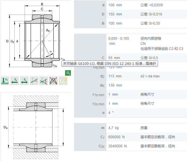 GE100-LO軸承數(shù)據(jù)