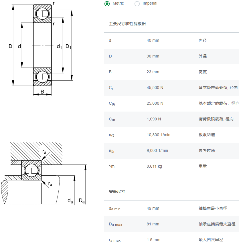 FAG深溝球軸承6308.C3